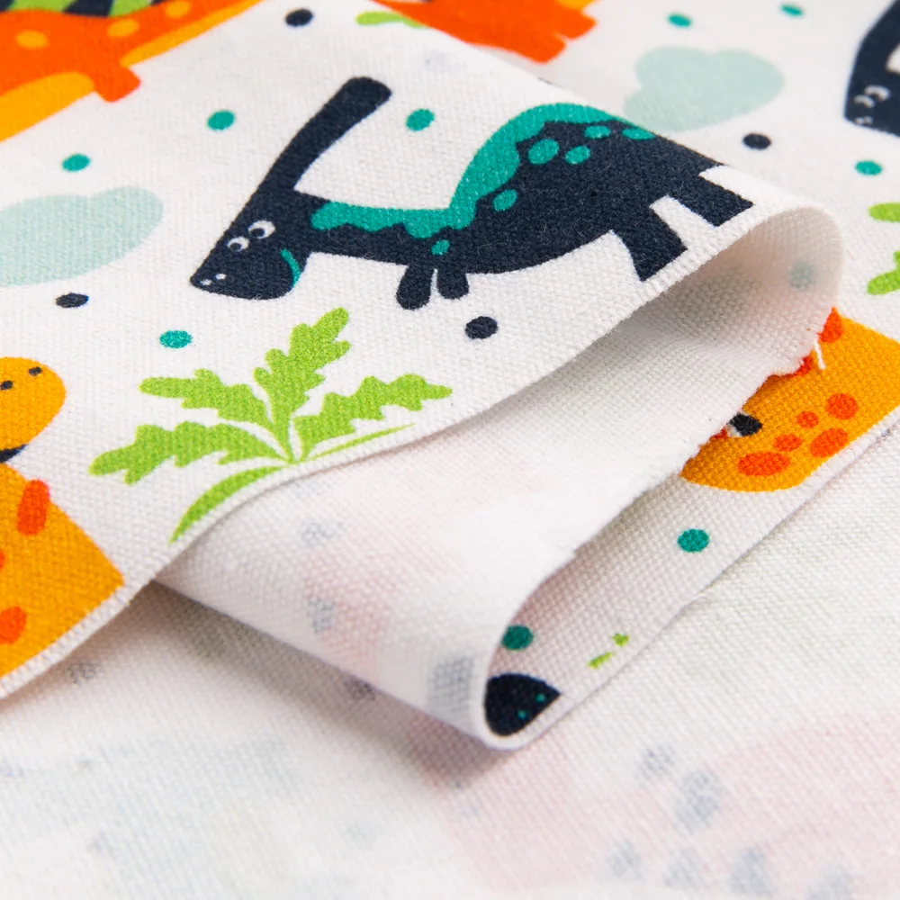 Dinosaur cartoon custom printed 100% cotton canvas fabric