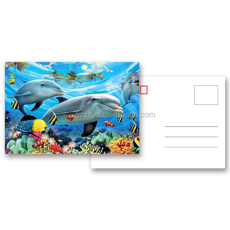 Dolphin Design 3D lenticular postcard printing PET/ PP Landscape