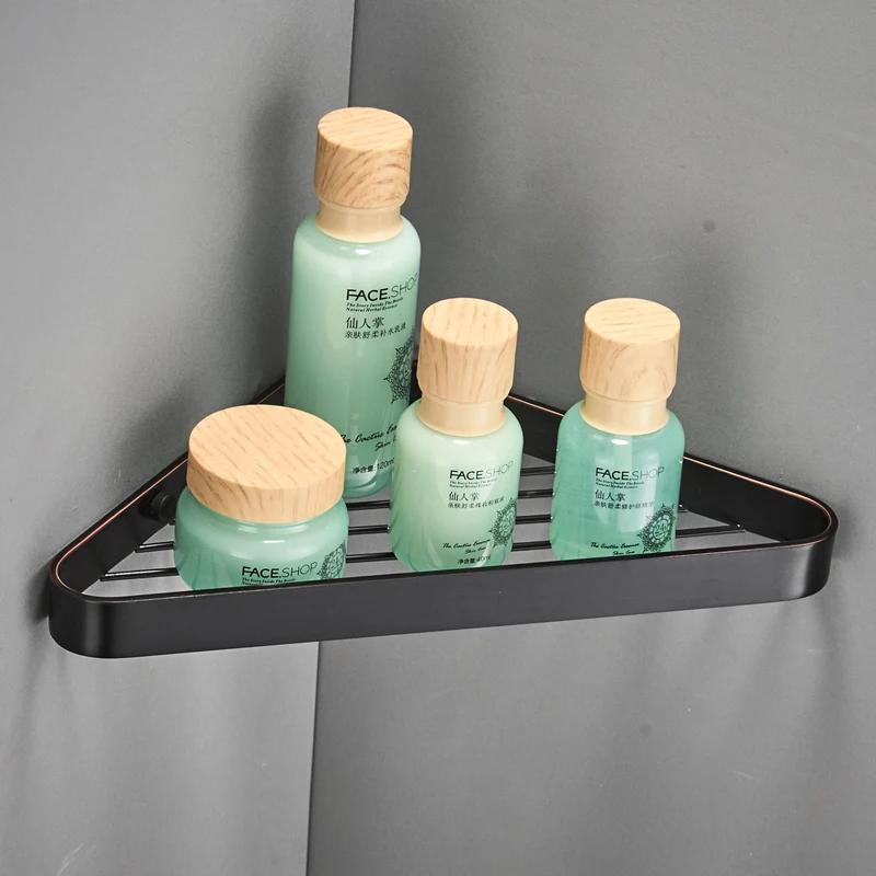 Wall Mount Brass Wire Shower Shelf Bath Corner Shelf Hanging Triangle Shower Rack