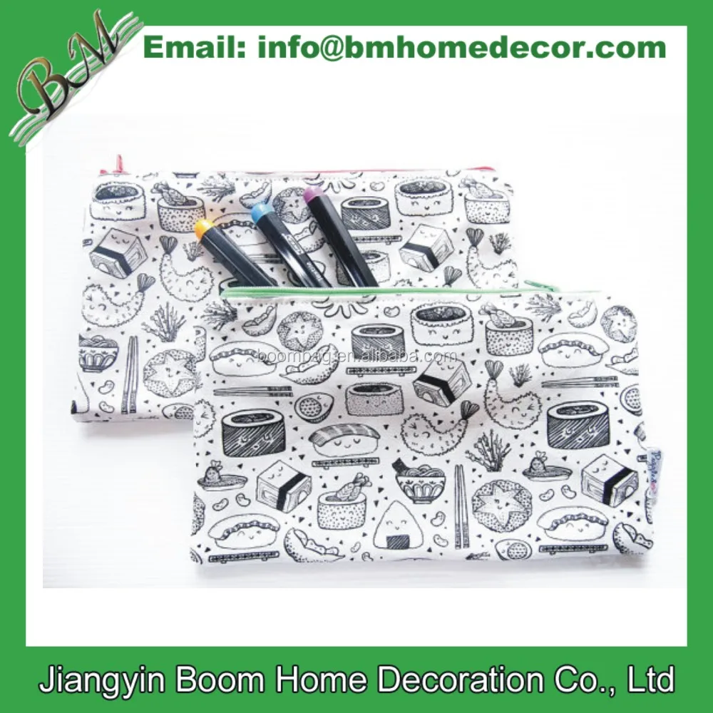 Цветите свой собственный пенал на молнии с маркерами из натурального хлопкового холста для творчества