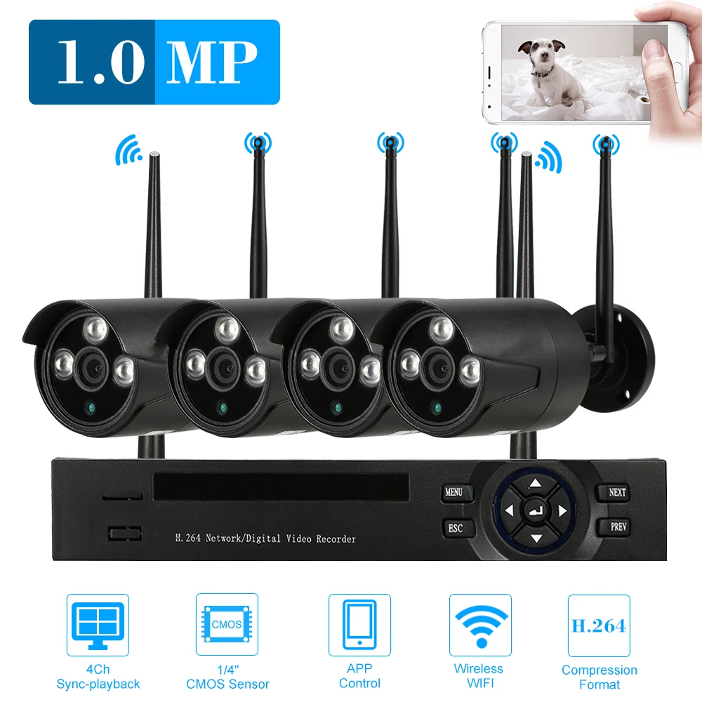 4CH 960P WiFi NVR Kit Wireless Security IP CCTV Camera baby monitor with camera and audio