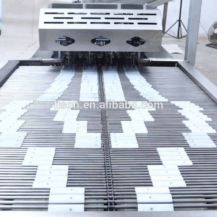 
Four lane double flavors cream biscuit sandwich machine with multiplier 