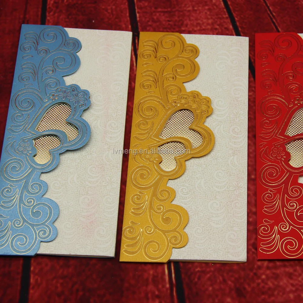 
2016 new arrival hot stamping wedding invitation card wholesale/Romantic muslin wedding cards 