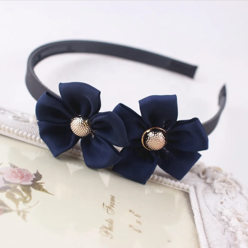 Wholesale ladies hair Toothed antiskid ribbon covered plastic flower hair band