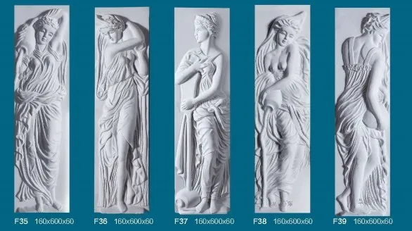 
gypsum niches and fireplace frame 