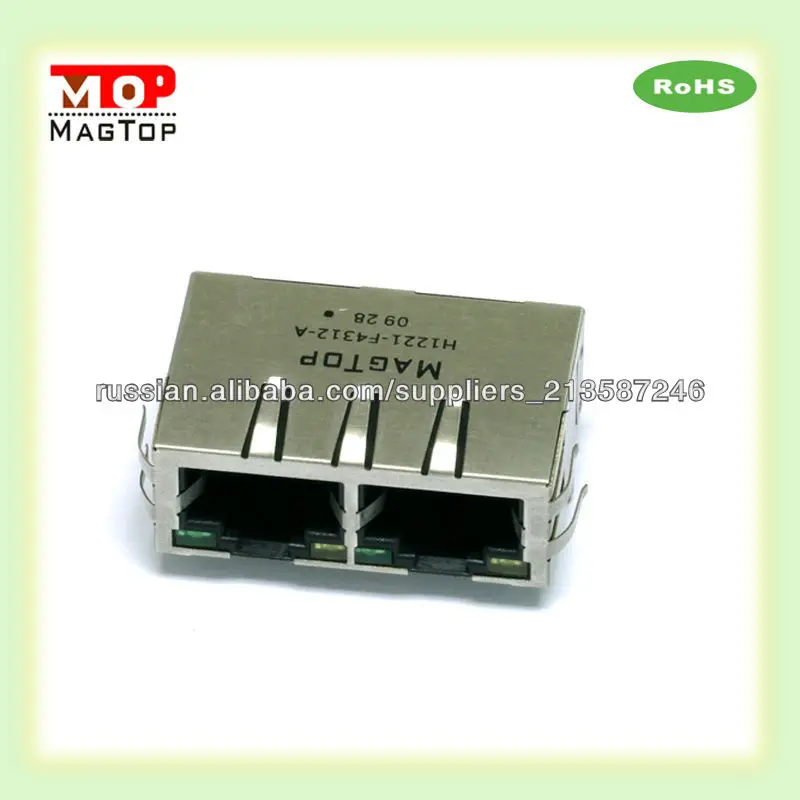 10/100/1000 Base-TX Интеграция Магнитный трансформатор 1x2 порта RJ45 разъем с Led