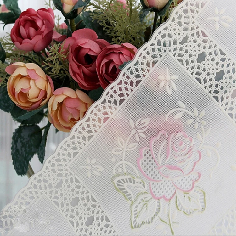 2023 new design PVC lace with color tablecloth roll color lace tablecloth
