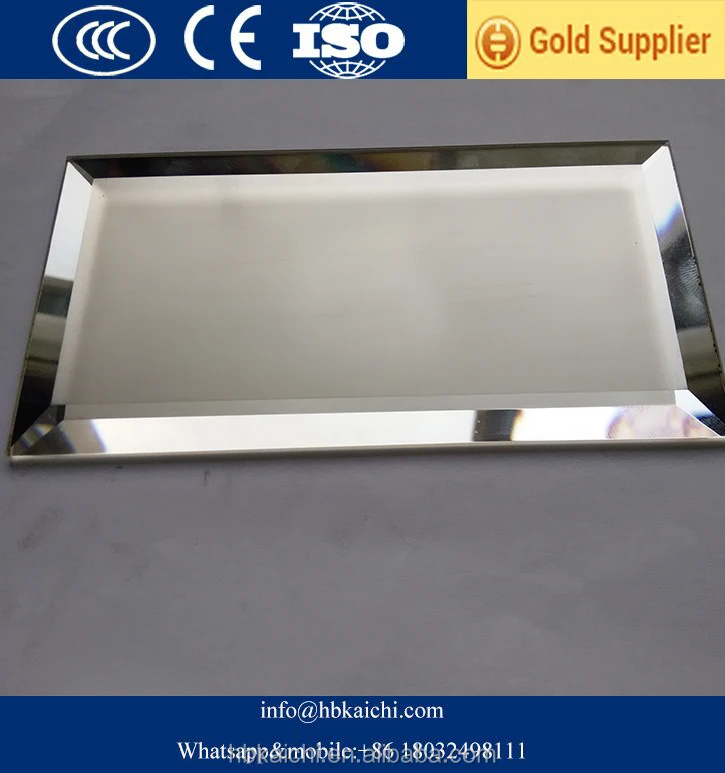 China supplier rectangle decorative beveled edge glass mirror tile for back splash wall