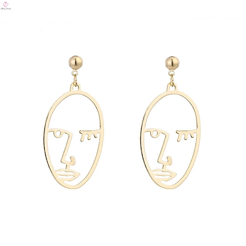 Alloy Fashion Vintage Abstract Statement Face Earrings