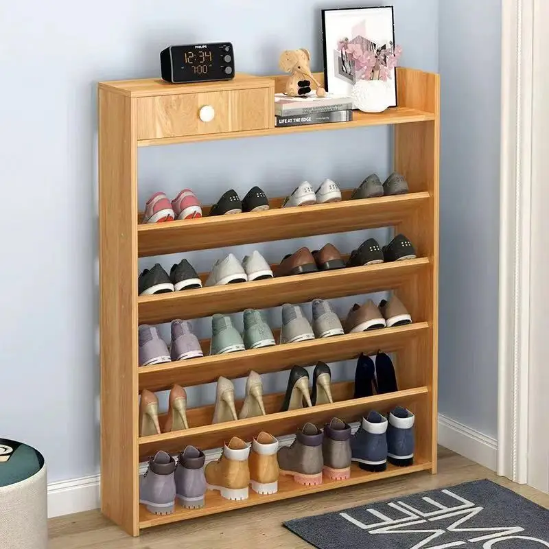 Home Furniture Customization Simple Portable Wood Slant  Plate Designs Shoe Rack for Bedroom
