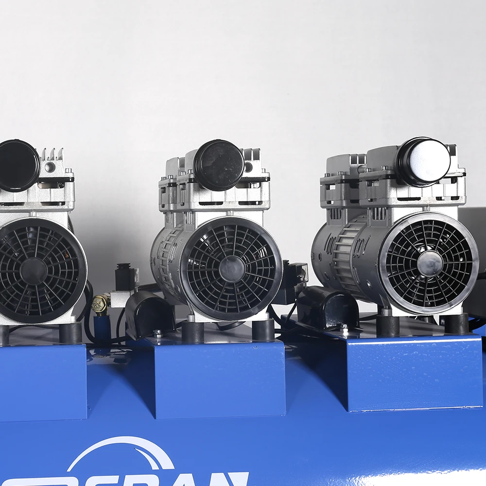 Top manufacturer 8 bar 3 4 cylinder 100l oil free best quiet silent air compressor with wheels