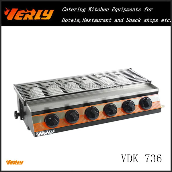Commercial hot sale power save table top gas Barbecue Oven / 6 burner head BBQ grill VDK-736