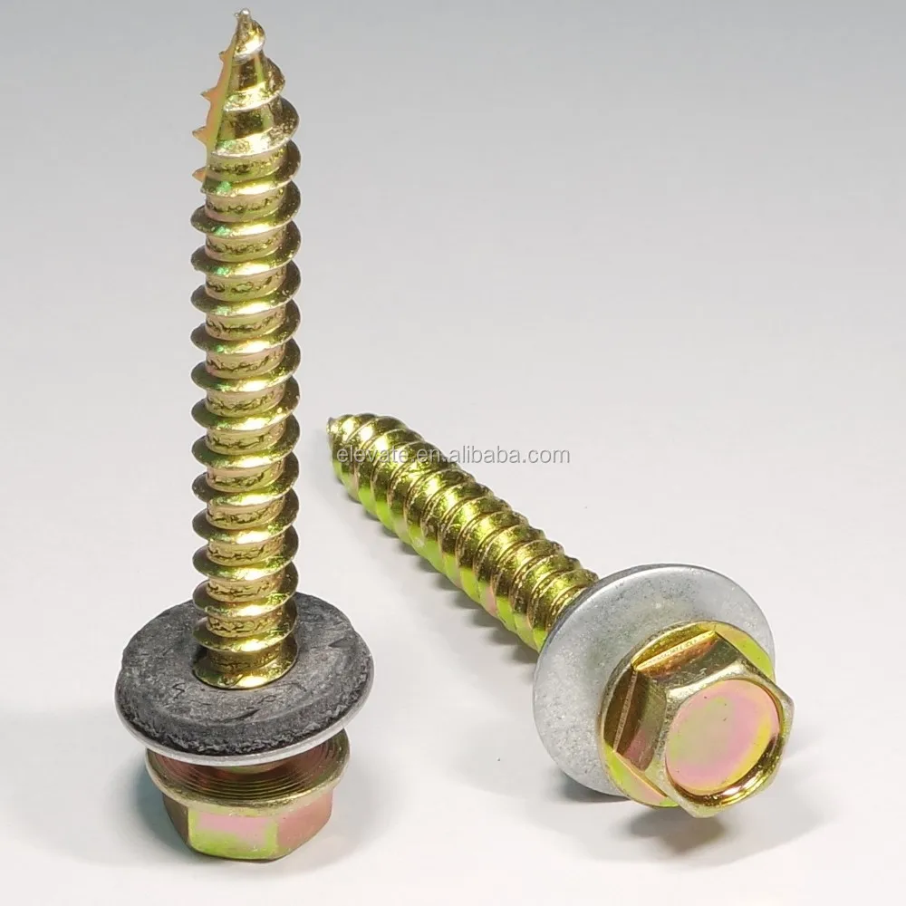 Powder Painted Indented Hex Flange Washer Head Double Thread Grip Shank Type-17 EPDM Washer Self Tapping Screw