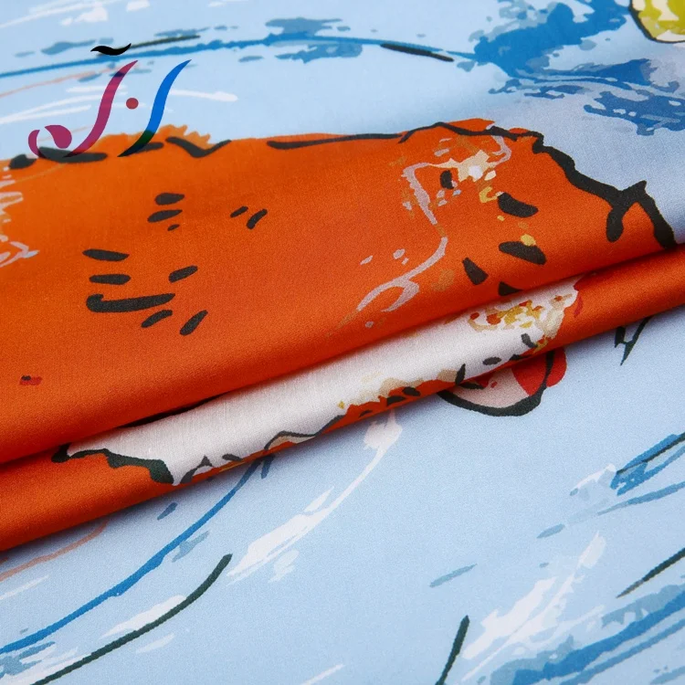 Custom design digital print cotton silk fabric for dress and scarves