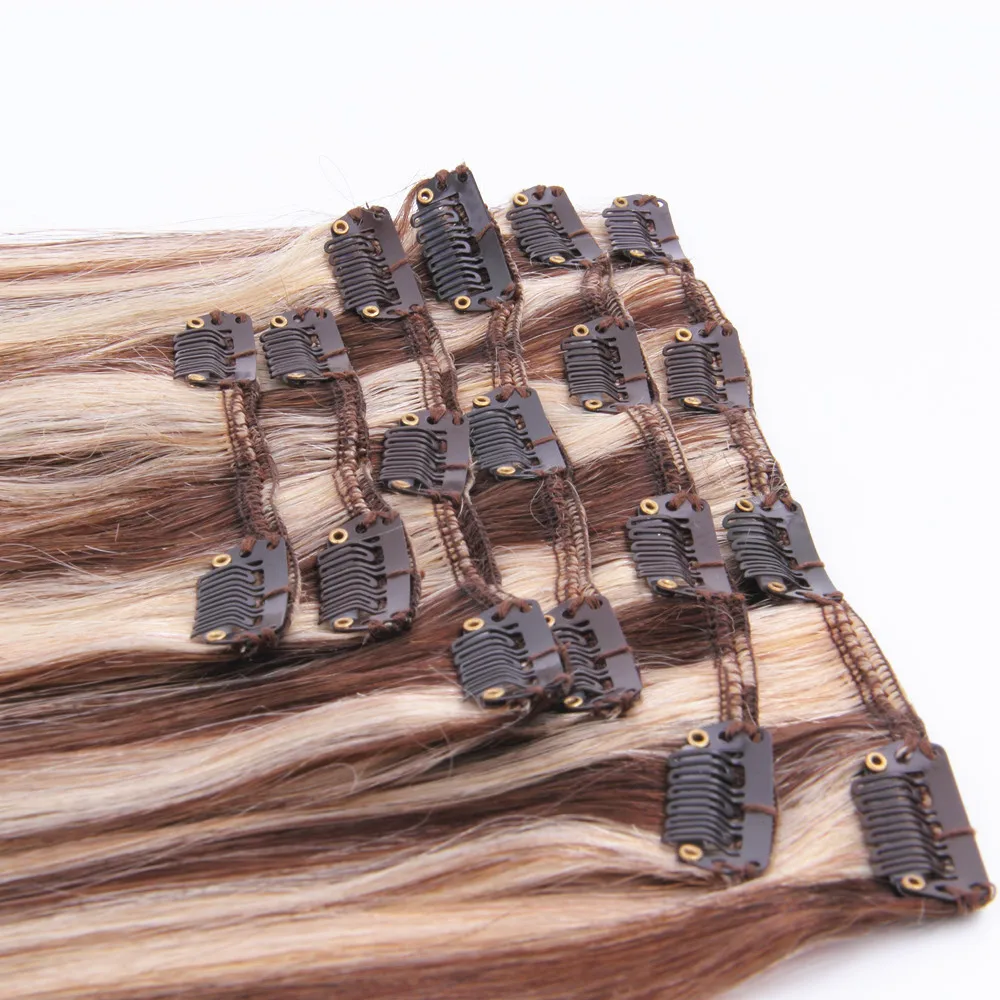 10A 100% Human Virgin Unprocessed Hair Extension Clip In Hair Extensions