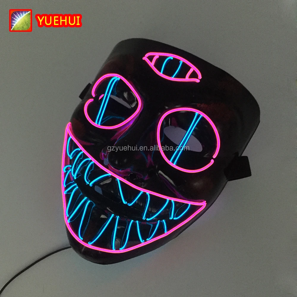 Wholesale Light Up EL Wire Neon Blue Glow Mask Rave Halloween Mask Voice Active Purge Led Mask for Easter Day China Supplier