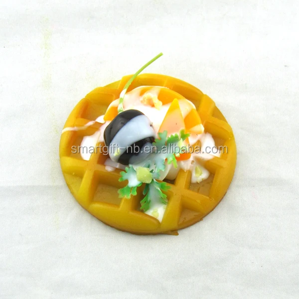 Artificial  Waffle Food with Fruit Dec Fridge Magnet  with Keychain