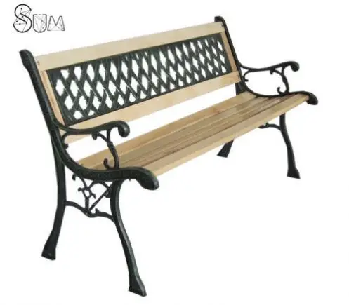 Wooden strips cast iron garden bench