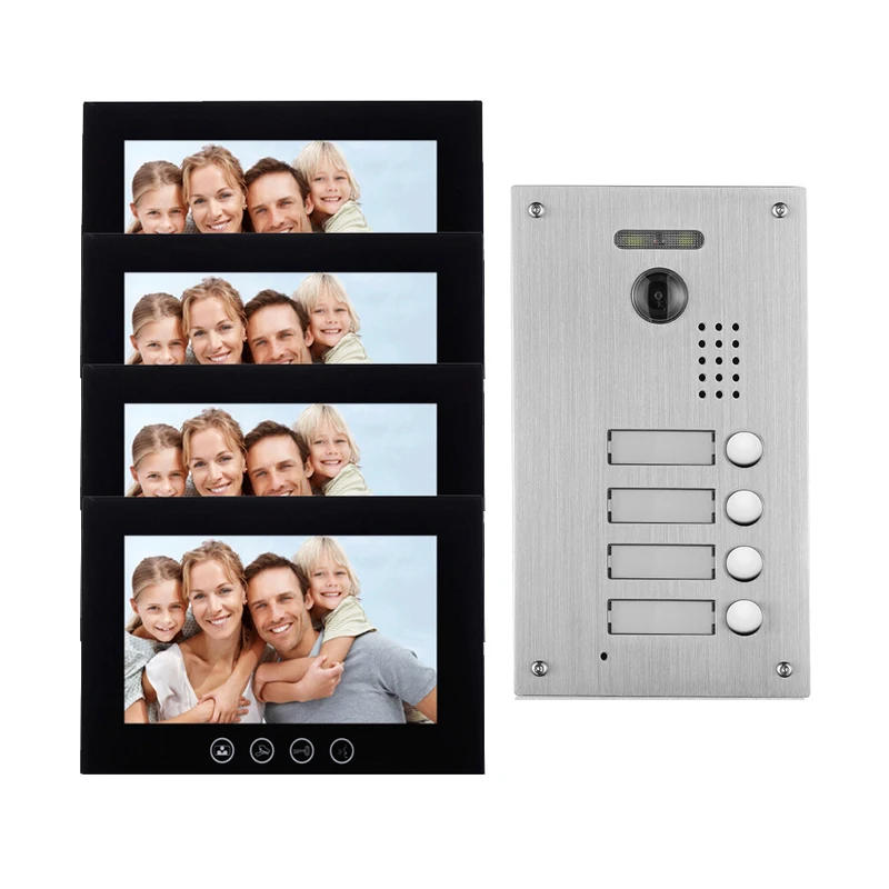 10 inch Villa Video Intercom For 4 Apartments Touch Screen Monitor Video Door Phone Doorbell Video Entry System