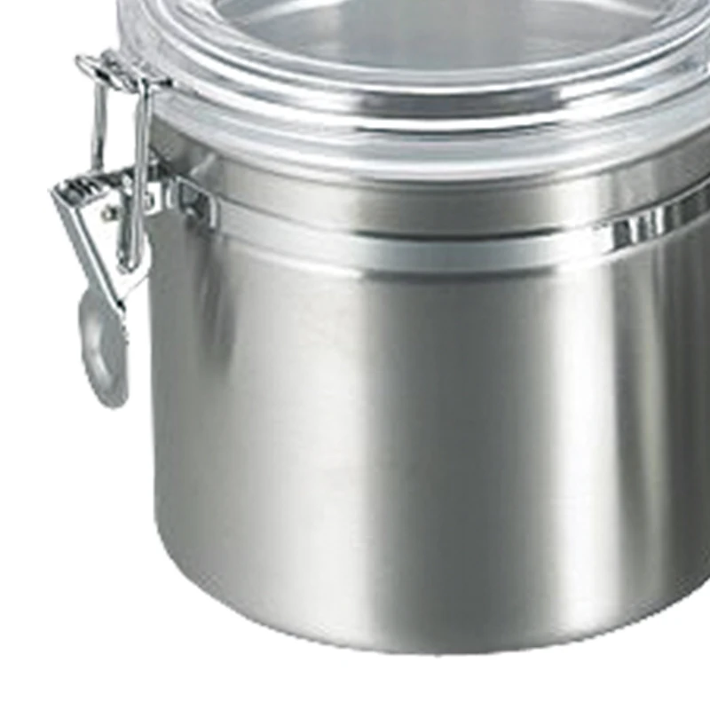 4pcs Food Sealed Airtight Round Kitchen Stainless Steel Coffee Sugar Tea Bottles Seasoning Jar Food Storage Canister Jar
