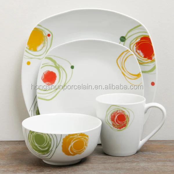 Most popular design ceramic dinnerware sets 16 pieces white porcelain dinner set