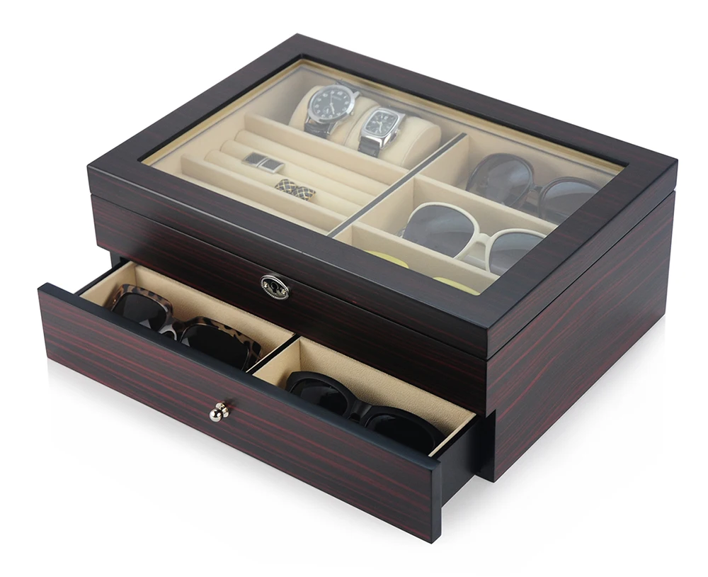 Деревянная коробка для хранения солнцезащитных очков 12 пар