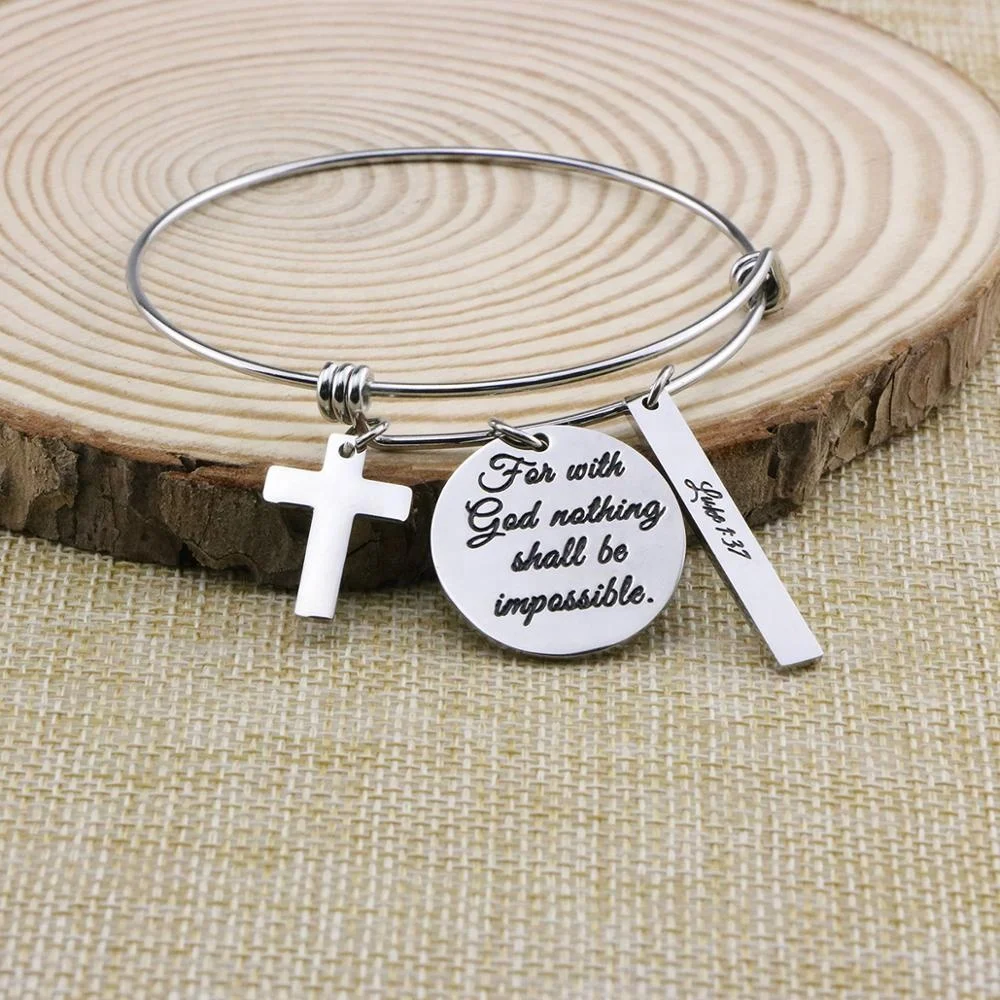 Good Price China Stainless Steel Charm Bangle Bracelet Cross Jewelry