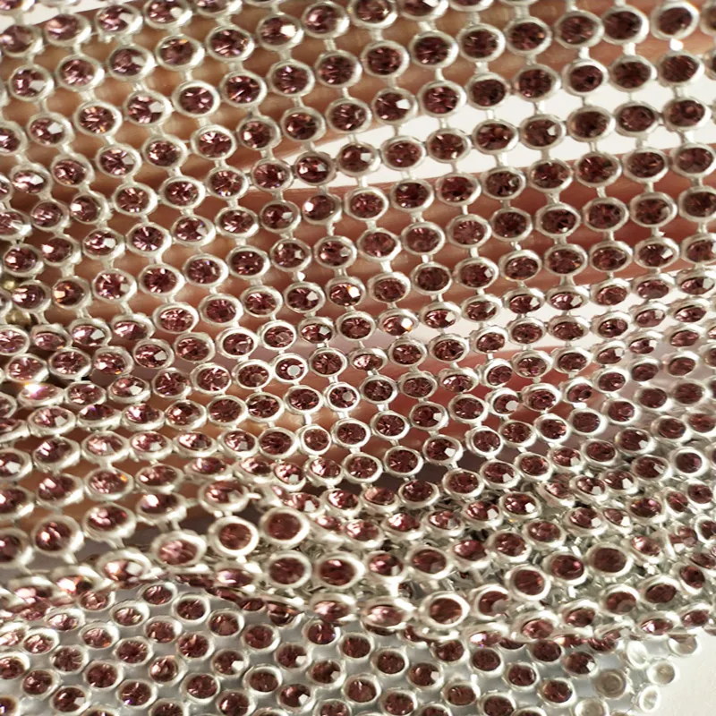 
Hot sell 3mm crystal rhinestone mesh 24rows resin beads trimming plastic banding pearl 