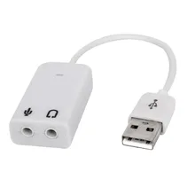 USB 2.0 Virtual 7.1 Channel Audio Xear 3D Sound Card for Desktop notebook PC with a USB port White