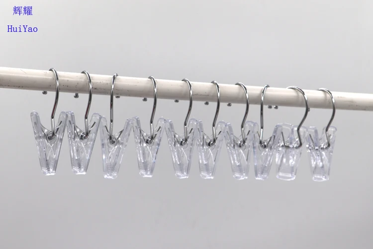 High quality manufacture plastic transparent clip with hook customized plastic clip