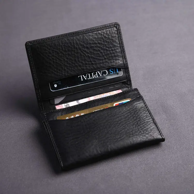 Highest Quality Leather Pocket Business Card Holder Genuine Leather Id Card Holder