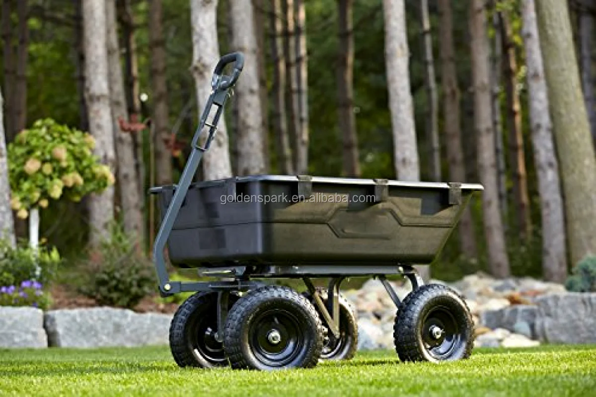 Lawn Tractor Dump Cart Garden Wagons Lawn Mower Utility Wheelbarrow Trailer