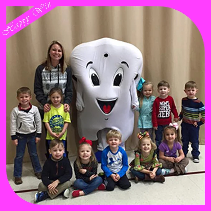 Soft plush custom made tooth mascot costumes unisex adult tooth mascot