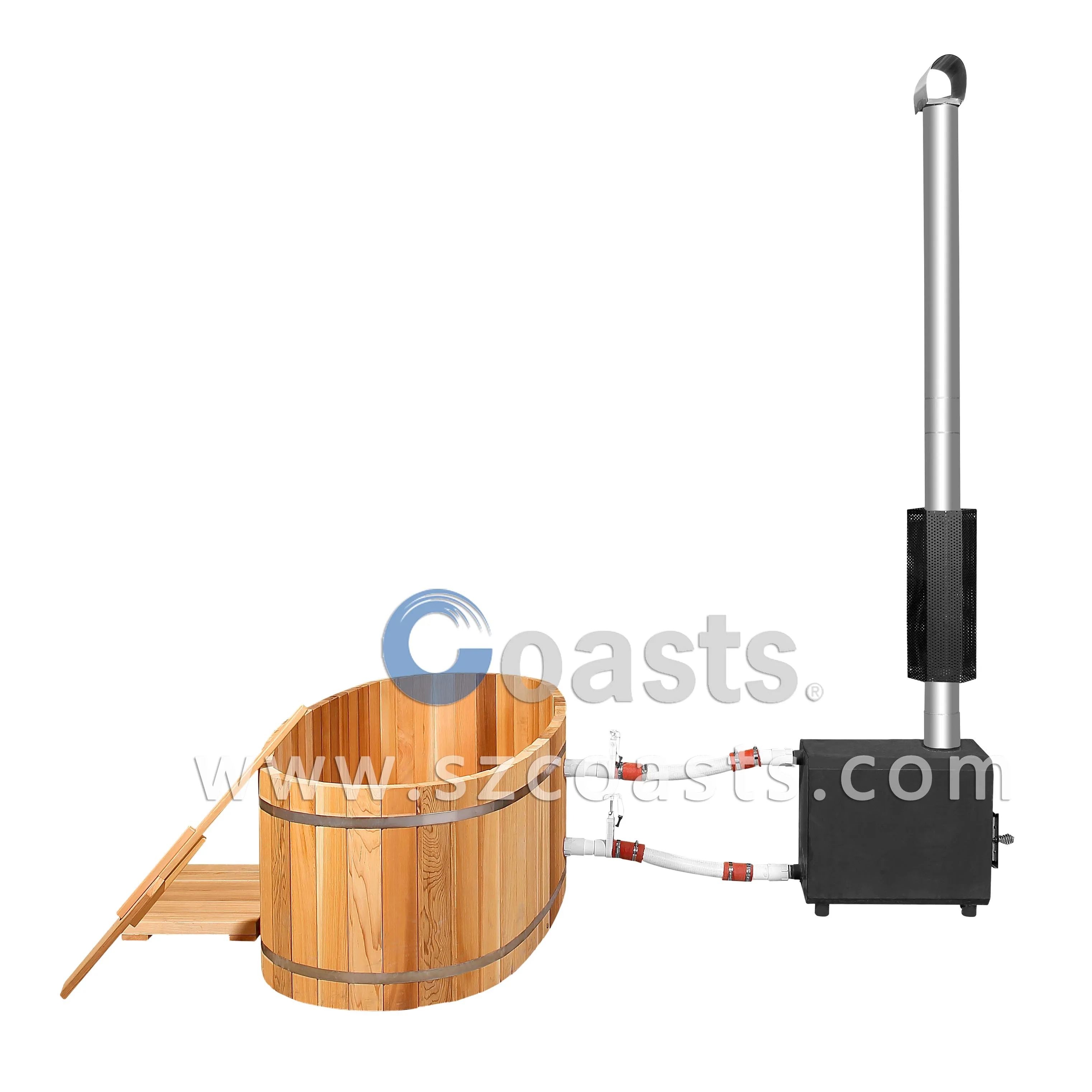 Wood fired hot tub and wood burning stove cedar hot tubs for sale