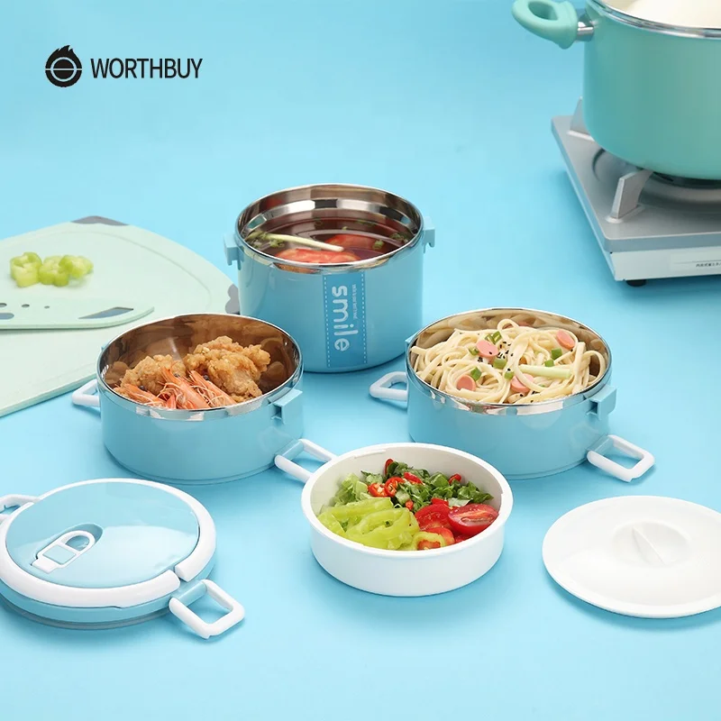 Food Packaging Thermos Lunch Box Stainless Steel Kids Bento Box With Microwave Interlayer High-Capacity Food Containers Picnic