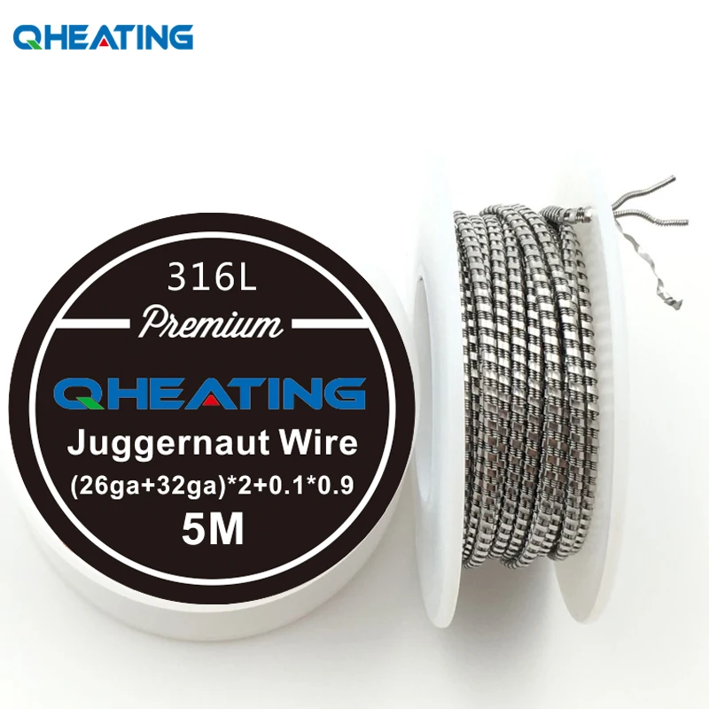5m A1/NI80/SS 316L Juggernaut Clapton Wire for RDA RBA Rebuildable Atomizer Electronic Cigarette Heating Wires Vape DIY coils
