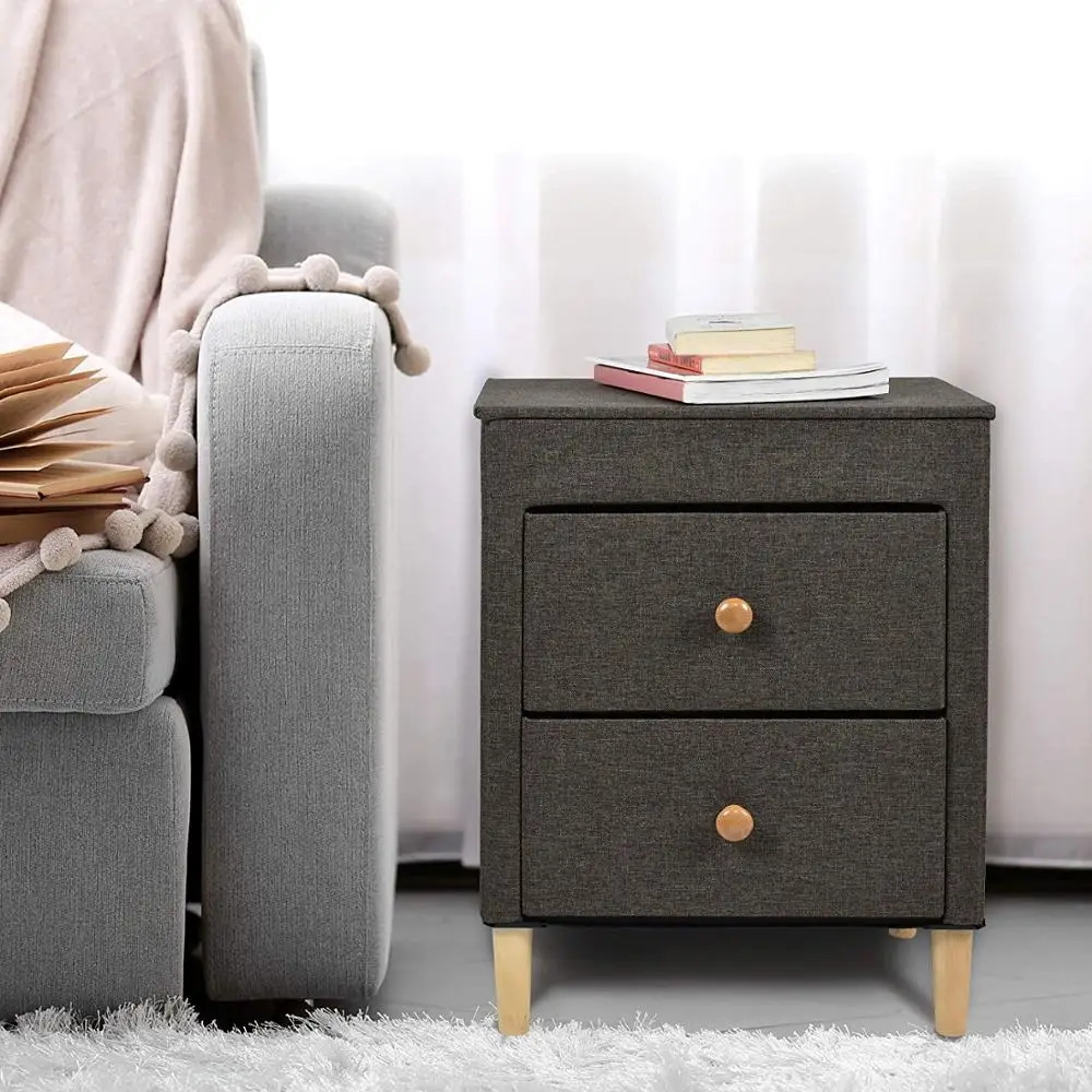 Simple 2-Drawer-Dresser,Premium Linen Fabric Nightstand,Bedside Table ,For Bedroom and bathroom