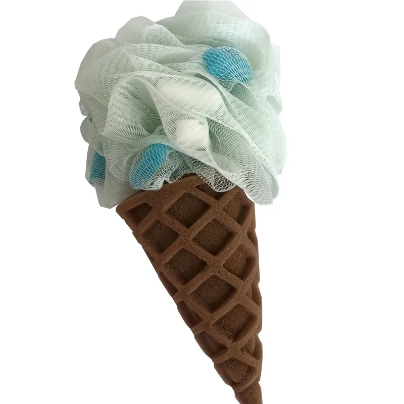 China supplier wholesale Ice cream cone shape bath sponge bath shower puff wash sponge