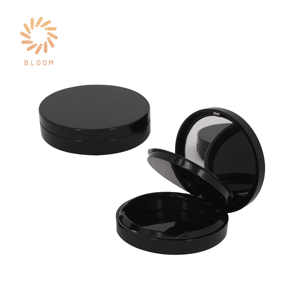 Magnet Round Empty Plastic Powder Compact Case with Mirror