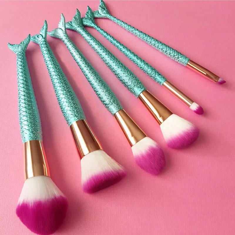 Best Quality 6PCS Mermaid Makeup Brush Set Fish Tail