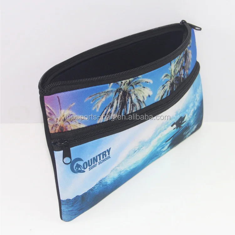 Stationary Custom Sublimation Pattern Print Large Capacity Pencil Cases with Two Pocket Neoprene Pen/Pencil Holders