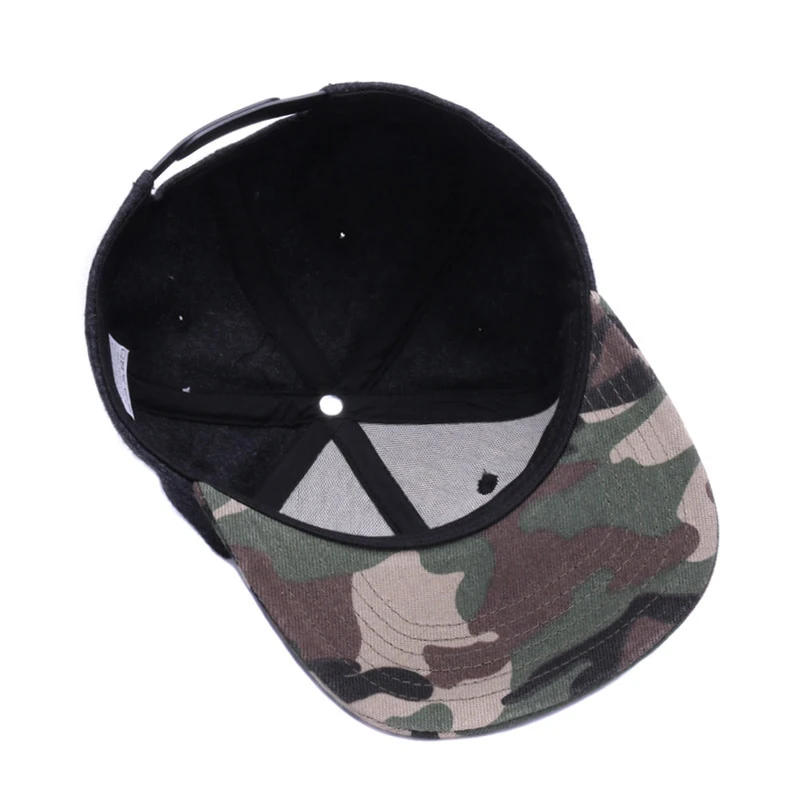 Wholesale Custom Made Wool Blend Fabric Blank Camo Flat Brim Low Profile Design Snapback Cap Hats