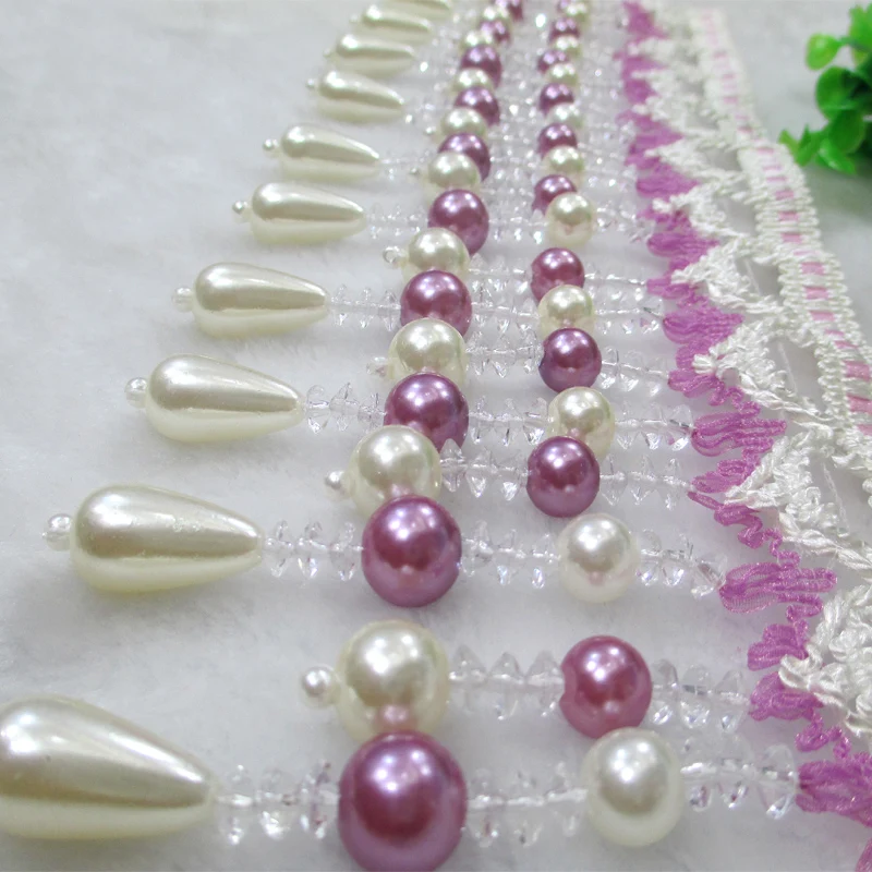 
acrylic fringe borla pompons margen pinsel taupe curtain boncuk 