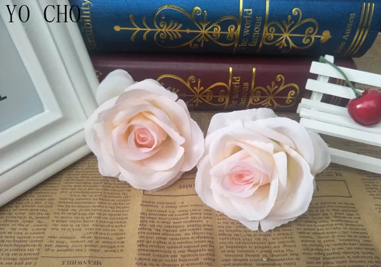YO CHO mariage valentine decoration fabric silk realistic artificial silk faux fake artificial flower latex rose head