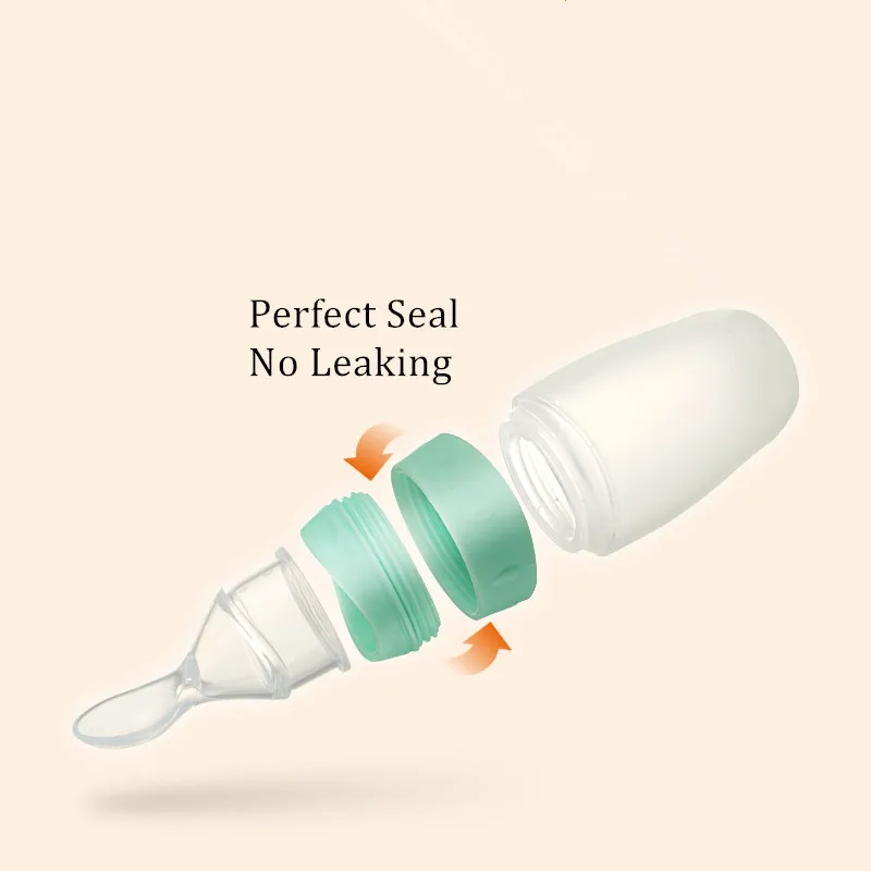 Baby feeding bottle dispensing spoon squeeze feeder for rice solid complementary food