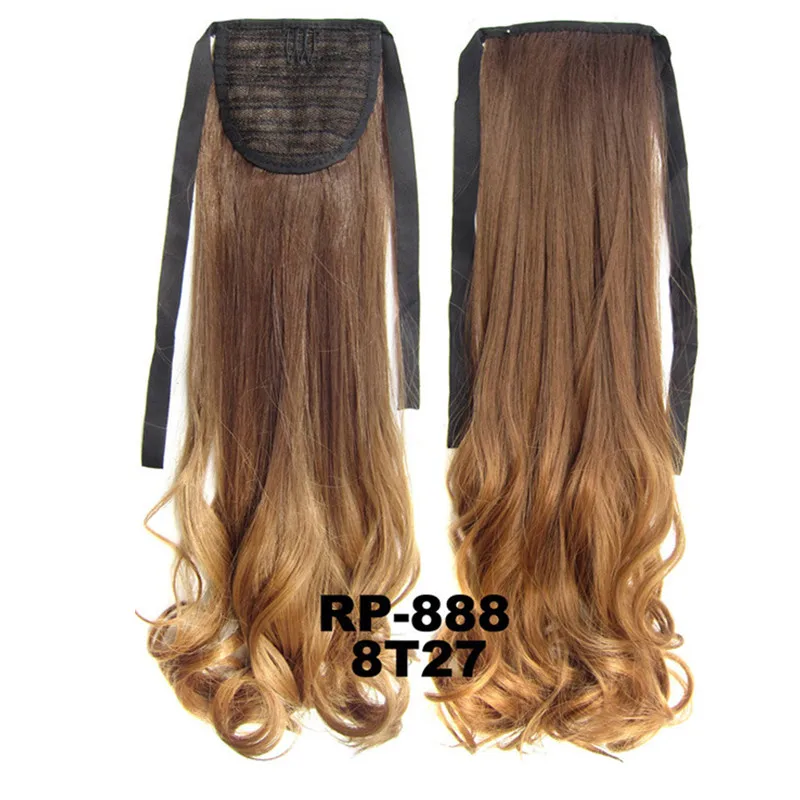 
22inches Two Tone Wavy Pony Tail Synthetic Hairpiece Straight Two Color Ponytail Hair Tail 