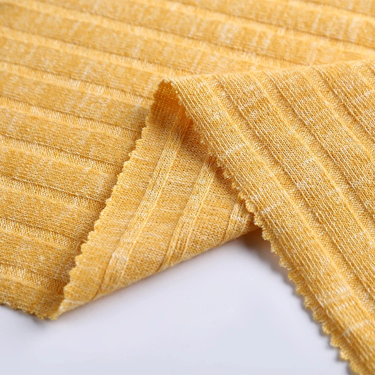 new design high quality 97%polyester 3%spandex 230gsm yarn dyed slub  rib  knit fabric custom bamboo for fashion clothing