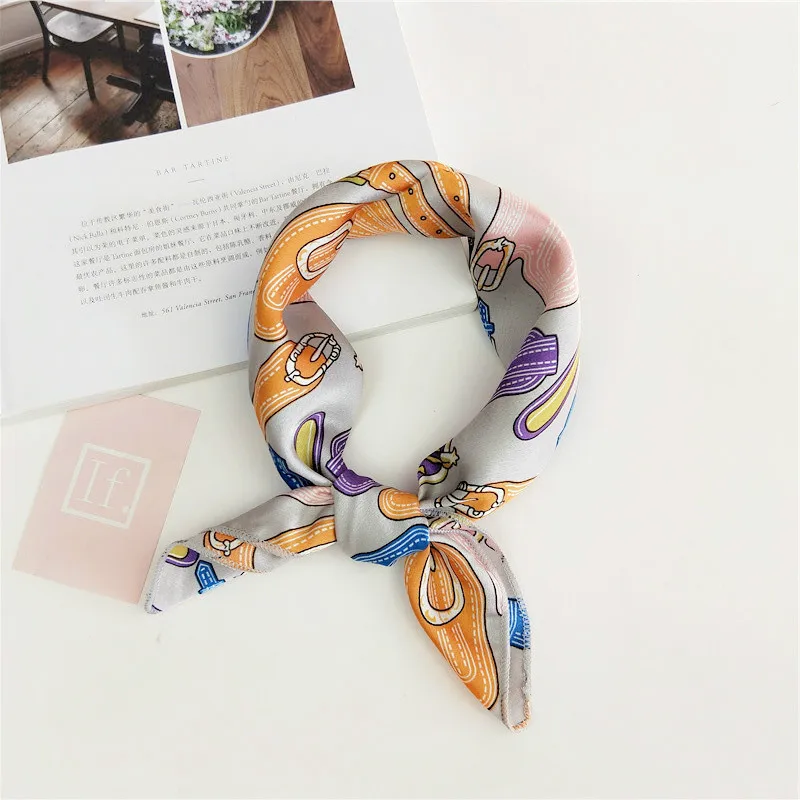 Square Scarf For Business Party Women Elegant Small Vintage Skinny Retro Head Neck  silk  Satin Scarf Neckercheifs