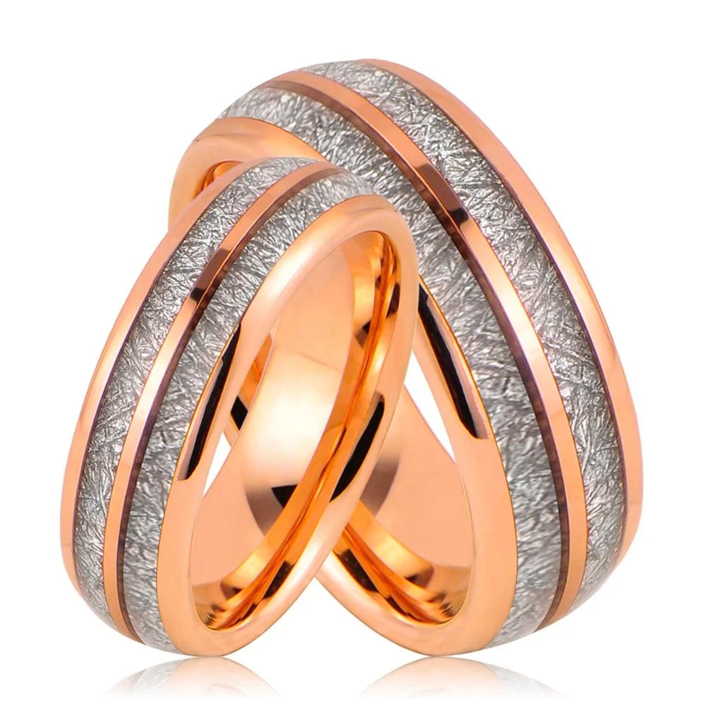 Rose Gold Jewelry Gibeon Meteorite Tungsten Carbide Ring