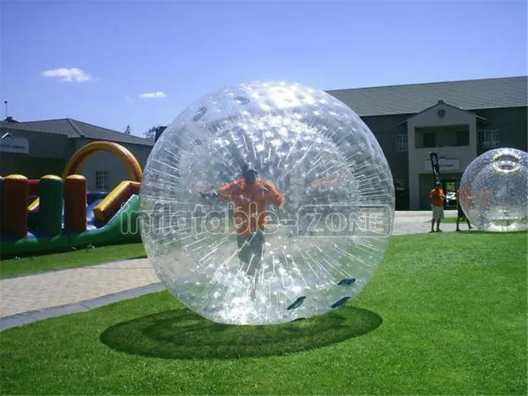 Person inside inflatable walking ball, Inflatable grass human zorb balls for zorb ramp